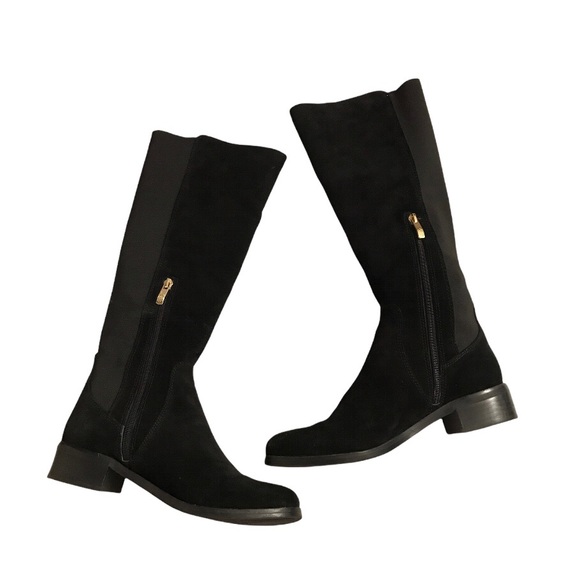 ***SOLD!***EUC Vince Camuto Vacilla suede black gold button riding boots 7 - Picture 4 of 7